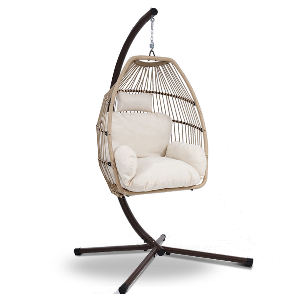 Chair Kingdom Luxury Latte Hanging Swing Chair with Stand