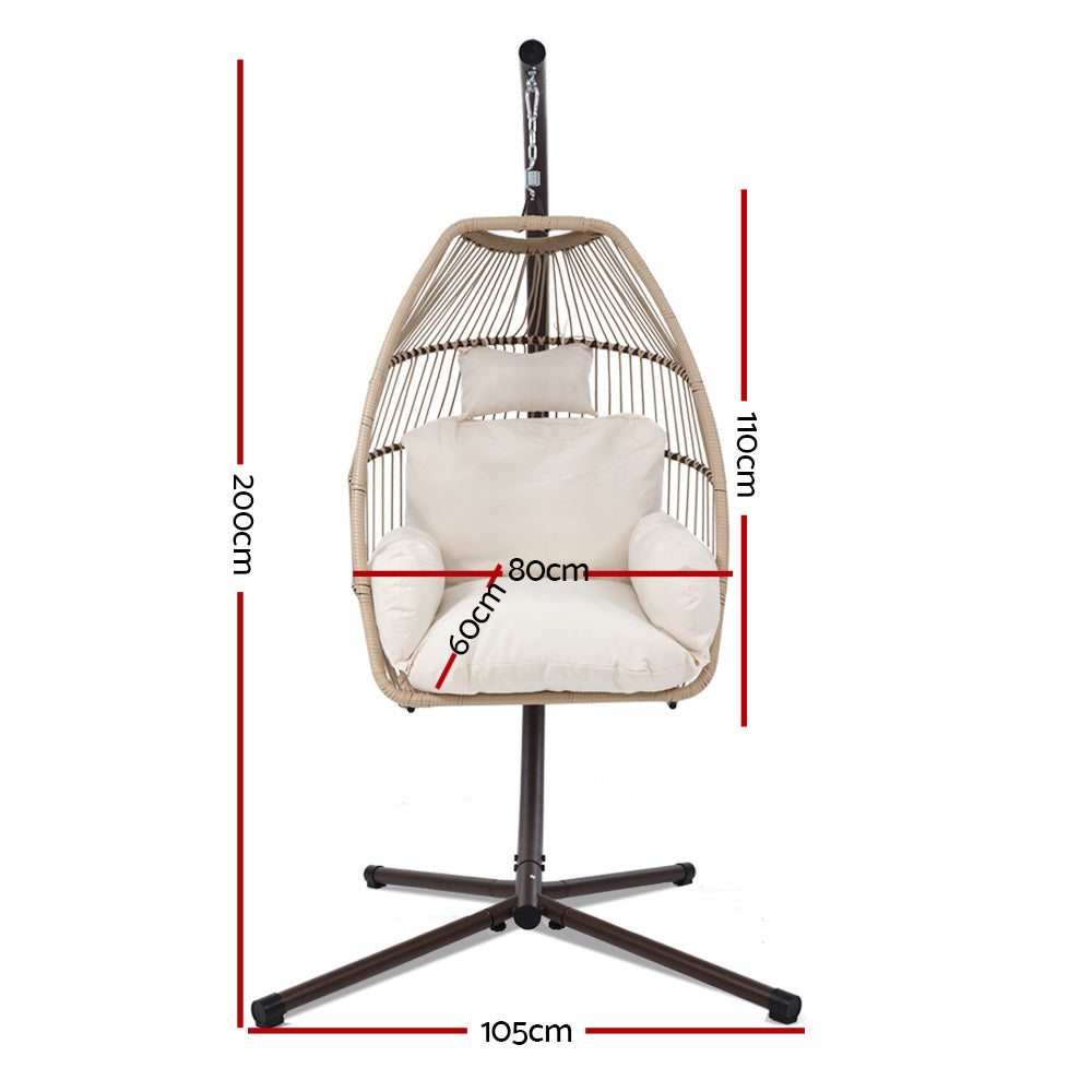 Chair Kingdom Luxury Latte Hanging Swing Chair with Stand