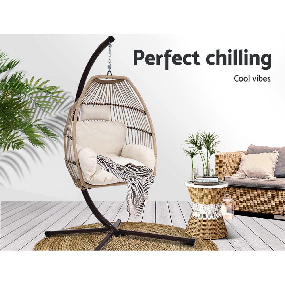 Chair Kingdom Luxury Latte Hanging Swing Chair with Stand