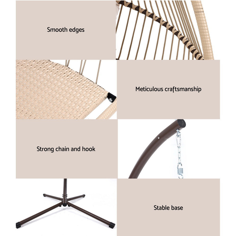 Chair Kingdom Luxury Latte Hanging Swing Chair with Stand