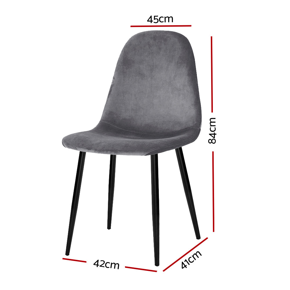 Chair Kingdom Dining Chairs Grey Velvet Set of 4 Nova