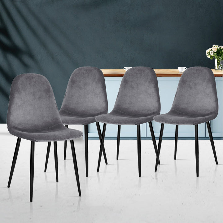 Chair Kingdom Dining Chairs Grey Velvet Set of 4 Nova