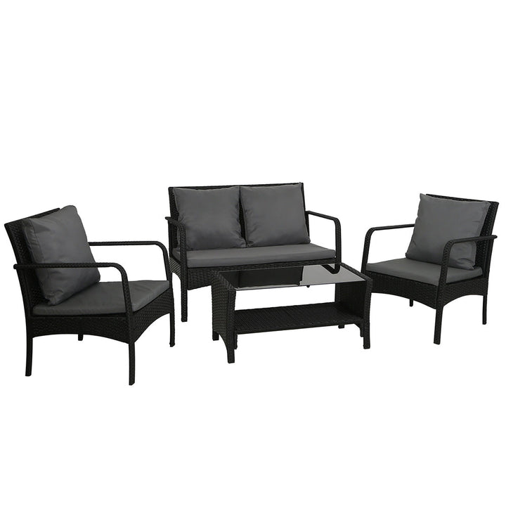 Armadale Deluxe 4 Piece Outdoor Lounge Set - Black