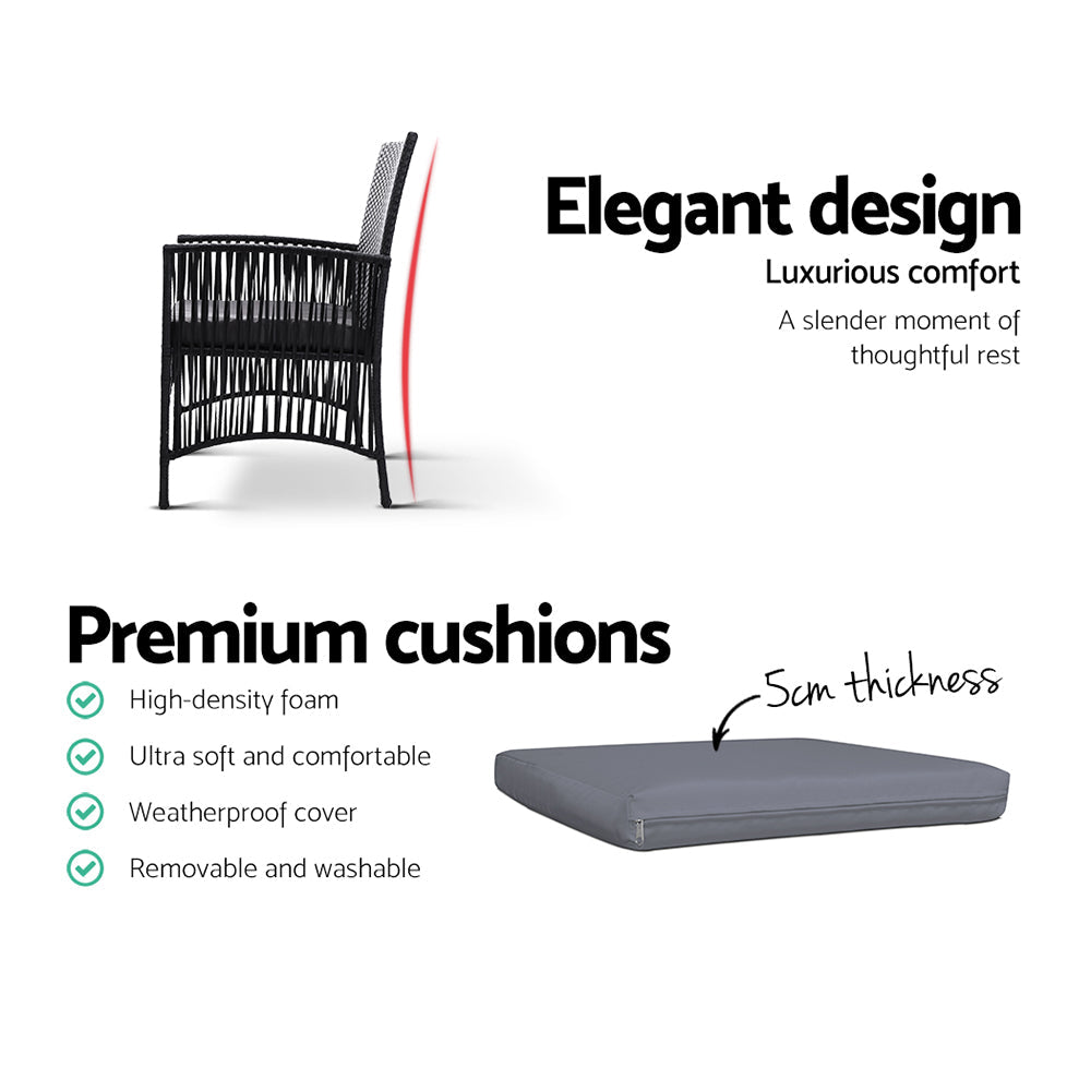 Armadale Luxury Black Bistro Chairs - Set of 2