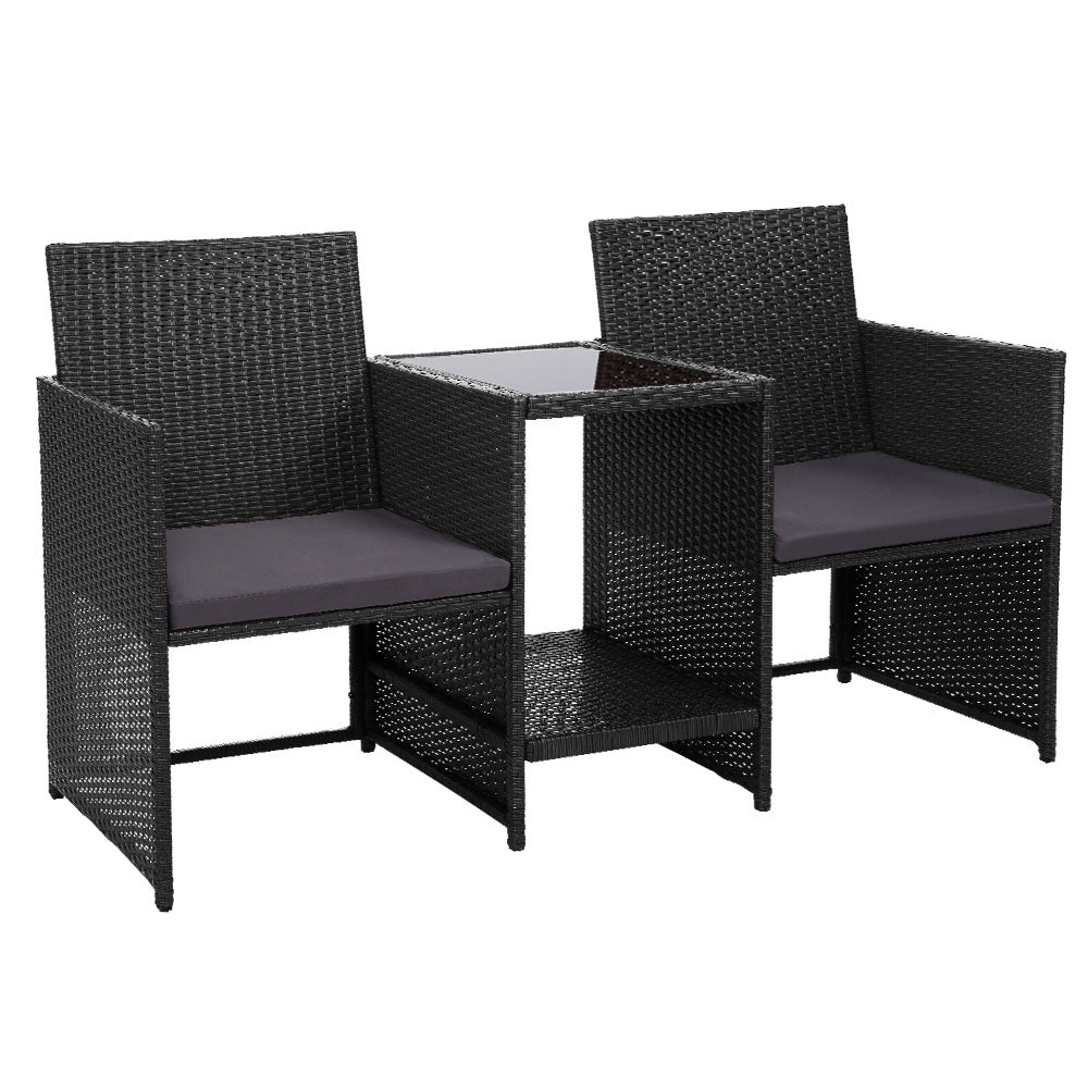 Prahran Luxury Tete-a-Tete Bistro Set - Black