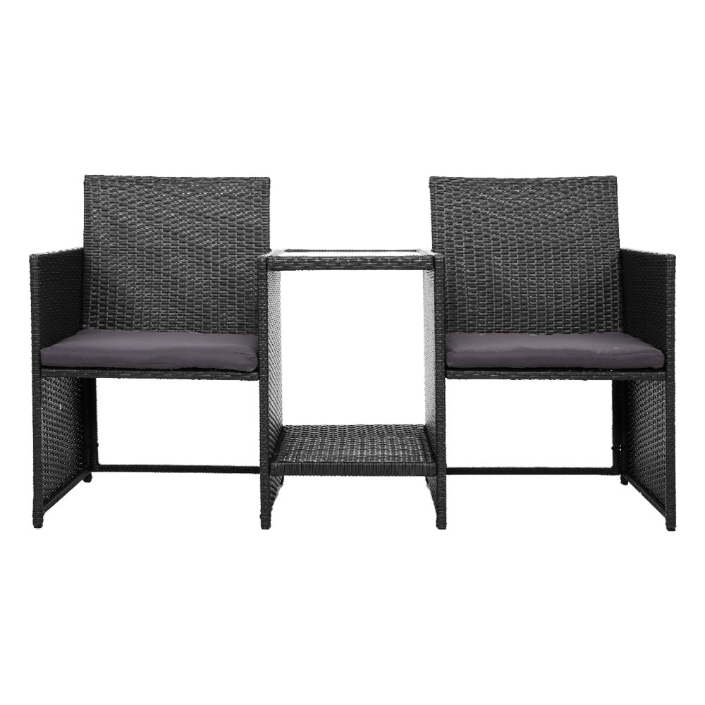 Prahran Luxury Tete-a-Tete Bistro Set - Black