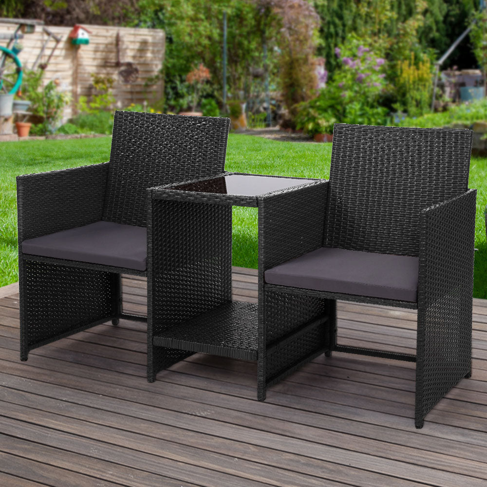 Prahran Luxury Tete-a-Tete Bistro Set - Black