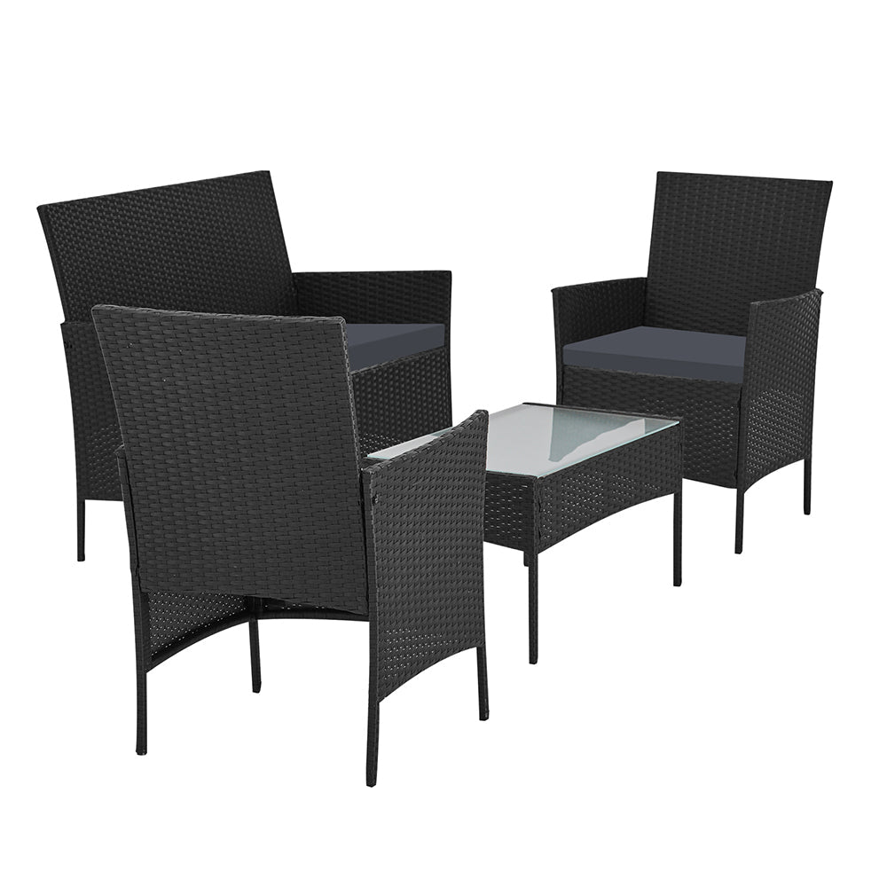 Toorak Luxury 4 Piece Lounge Set with Cover - Black