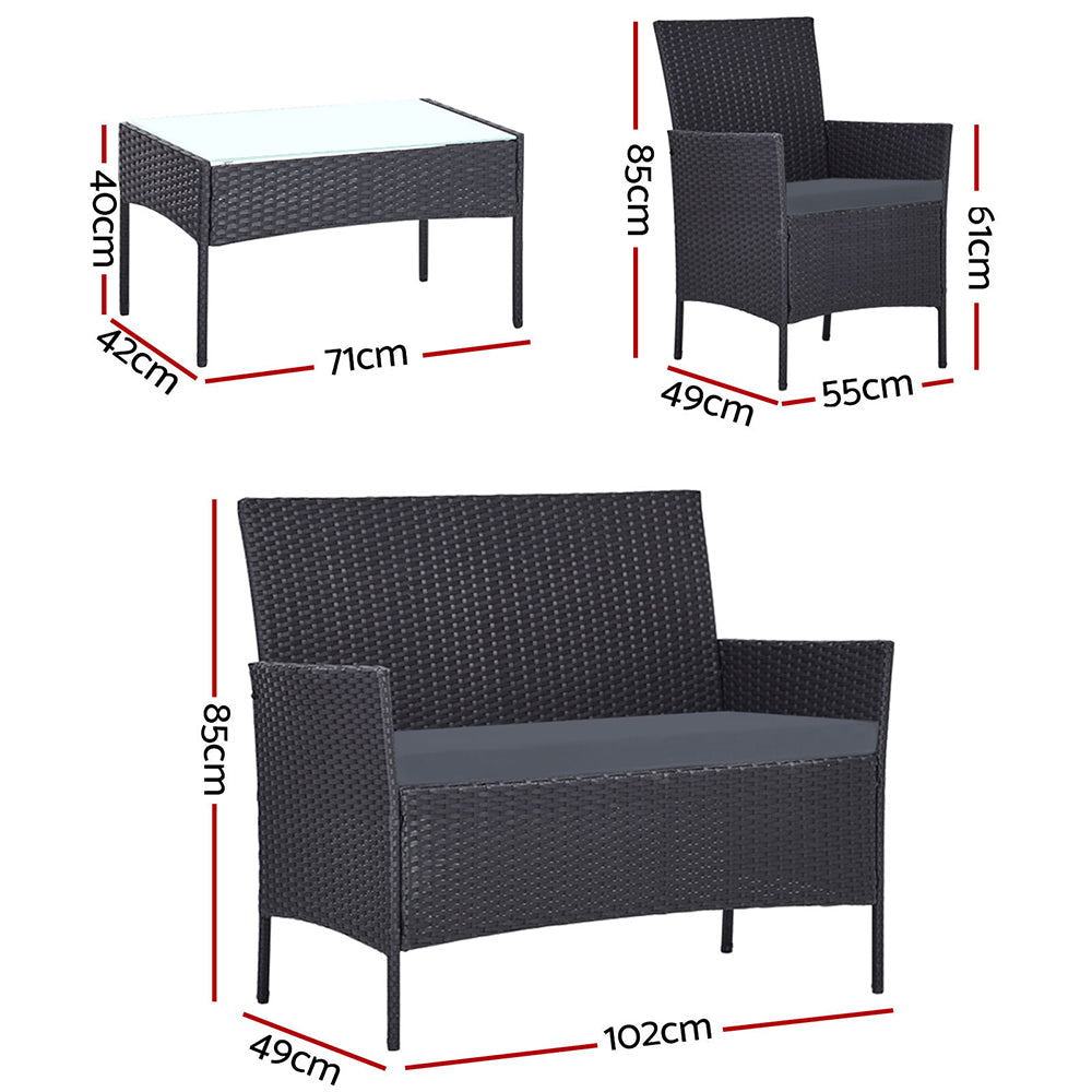 Toorak Luxury 4 Piece Outdoor Lounge Set with Storage Cover - Grey