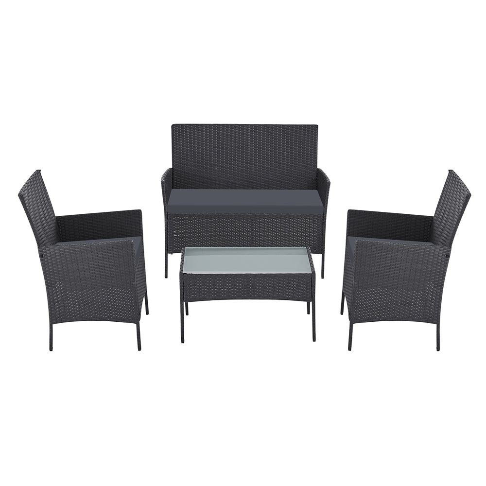 Toorak Luxury 4 Piece Outdoor Lounge Set with Storage Cover - Grey