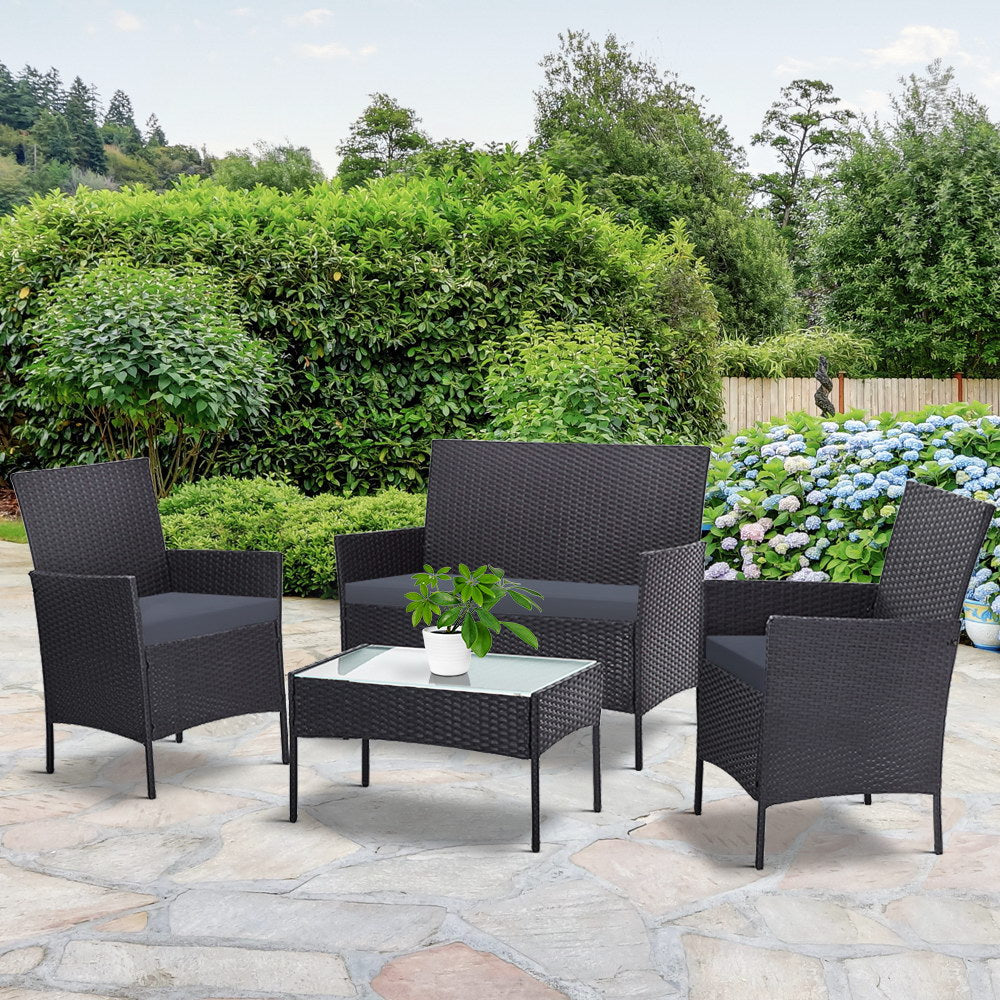 Toorak Luxury 4 Piece Outdoor Lounge Set with Storage Cover - Grey