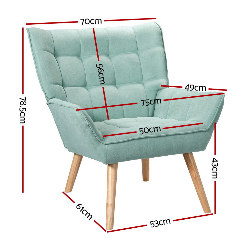 Chair Kingdom   Armchair Lounge Chair Accent Chairs Sofa Linen Fabric Cushion Seat Blue