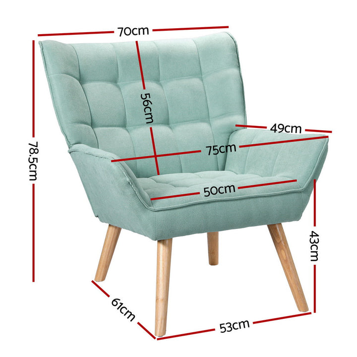 Chair Kingdom   Armchair Lounge Chair Accent Chairs Sofa Linen Fabric Cushion Seat Blue