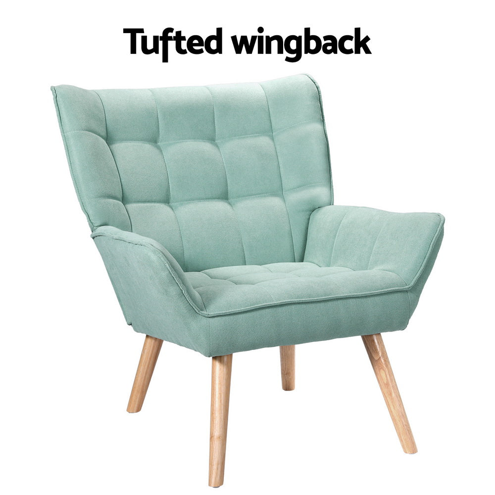 Chair Kingdom   Armchair Lounge Chair Accent Chairs Sofa Linen Fabric Cushion Seat Blue