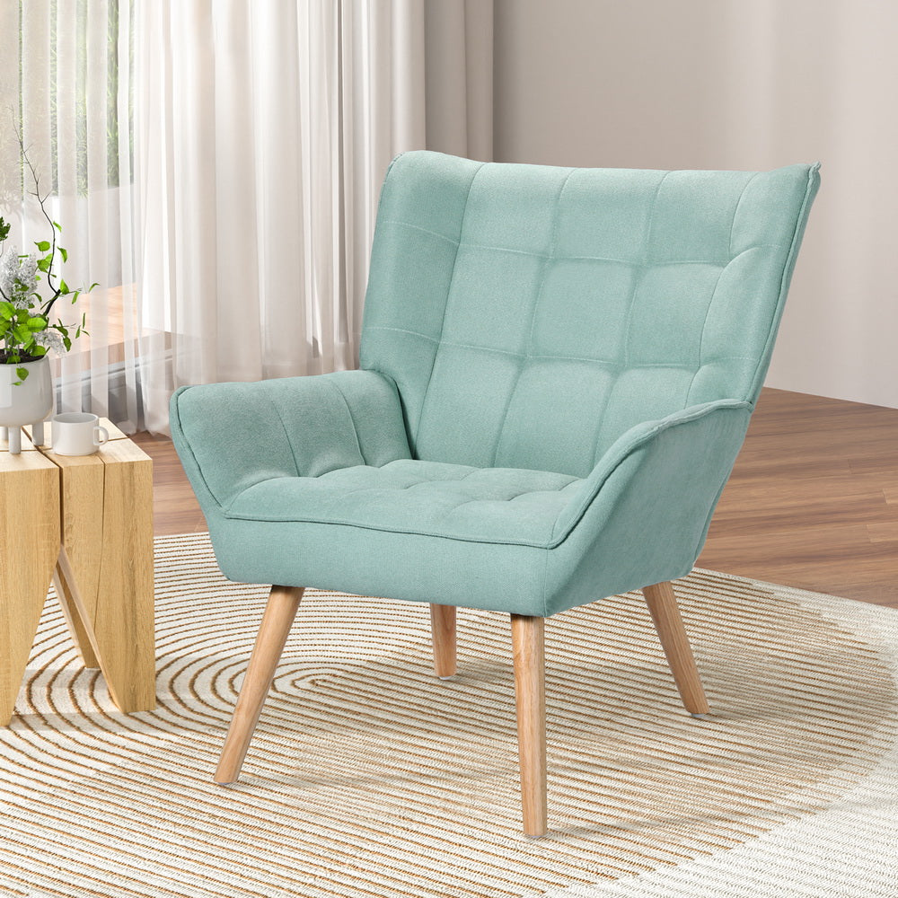 Chair Kingdom   Armchair Lounge Chair Accent Chairs Sofa Linen Fabric Cushion Seat Blue
