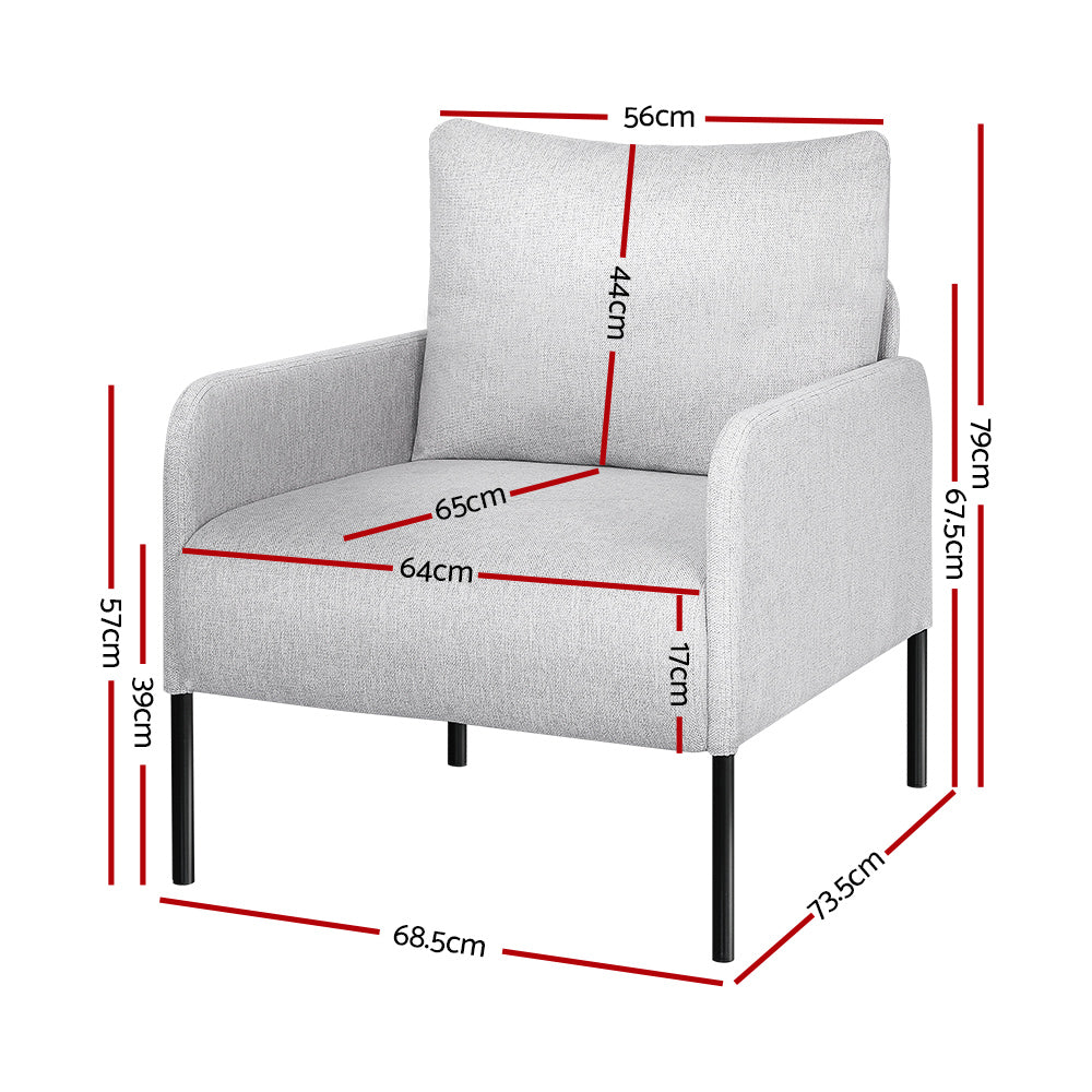 Chair Kingdom   Armchair Accent Chair Pillow Fabric Grey
