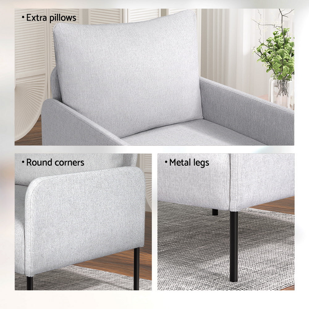 Chair Kingdom   Armchair Accent Chair Pillow Fabric Grey
