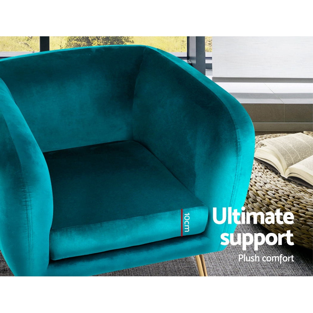 Chair Kingdom   Armchair Lounge Sofa Arm Chair Accent Chairs Armchairs Couch Velvet Green
