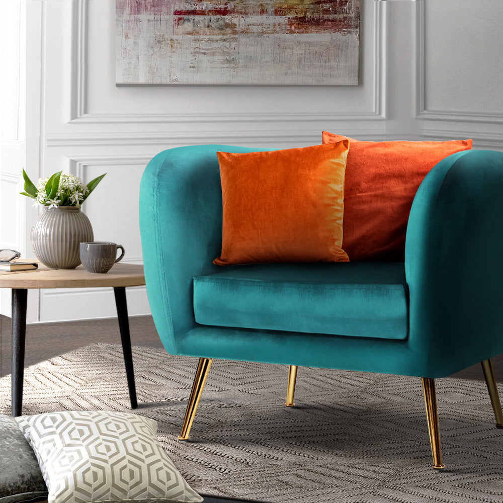 Chair Kingdom   Armchair Lounge Sofa Arm Chair Accent Chairs Armchairs Couch Velvet Green