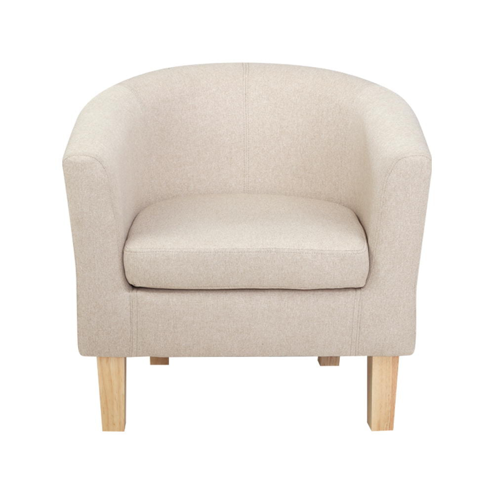 Chair Kingdom   Armchair Lounge Chair Tub Accent Armchairs Fabric Sofa Chairs Beige