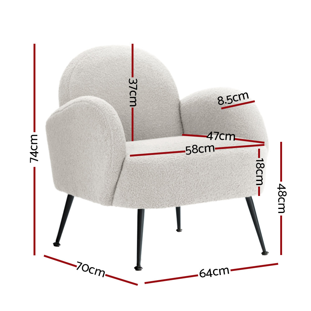 Chair Kingdom   Armchair Lounge Chair Armchairs Accent Arm Chairs Sherpa Boucle White