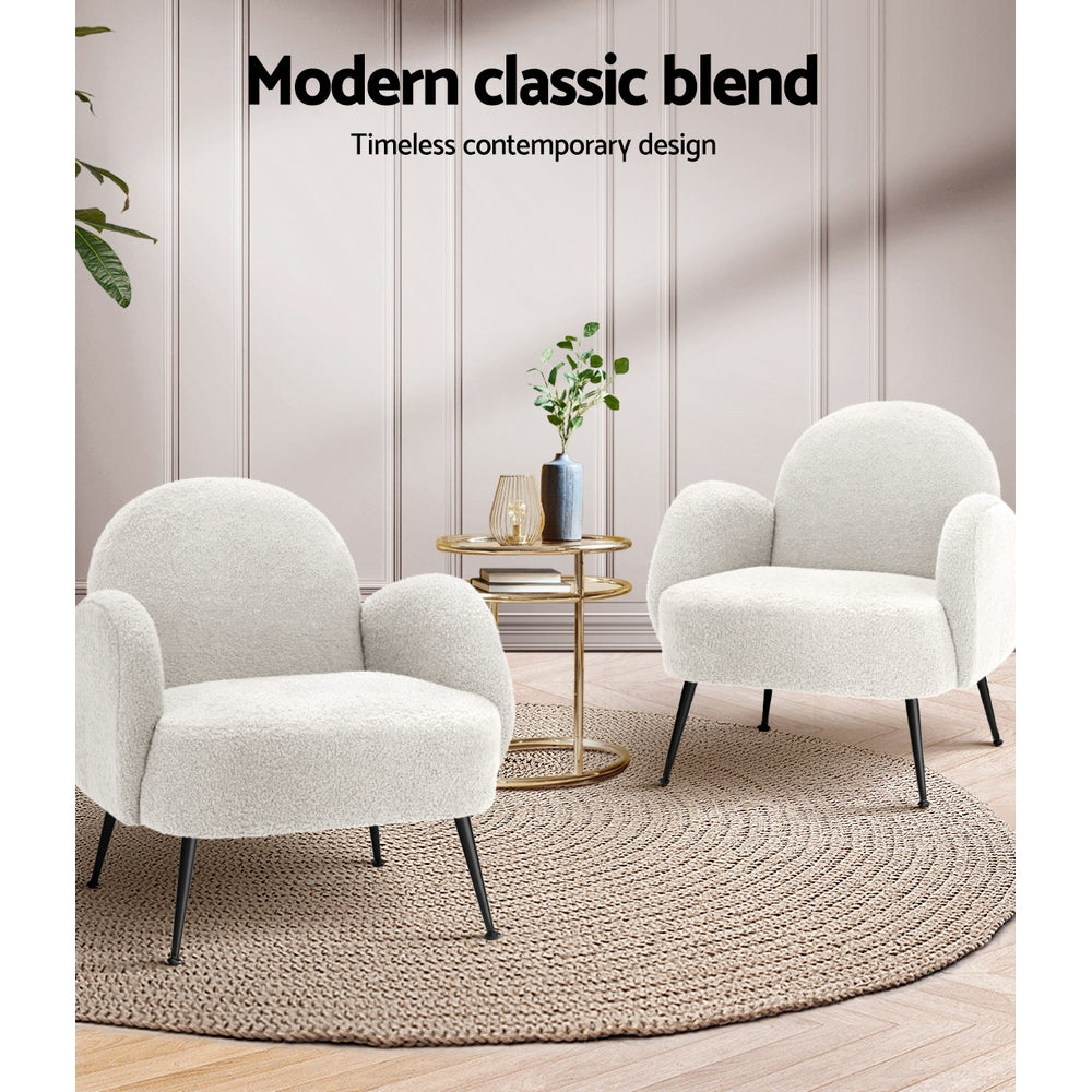 Chair Kingdom   Armchair Lounge Chair Armchairs Accent Arm Chairs Sherpa Boucle White