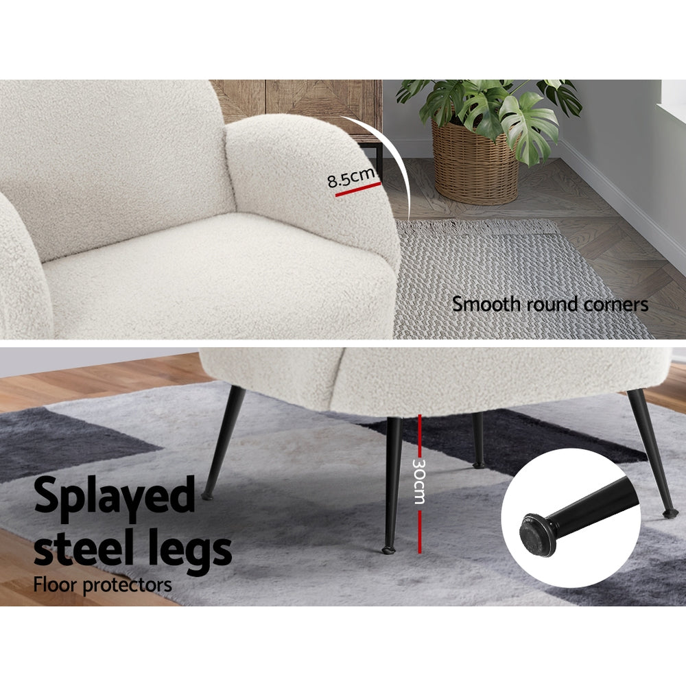 Chair Kingdom   Armchair Lounge Chair Armchairs Accent Arm Chairs Sherpa Boucle White