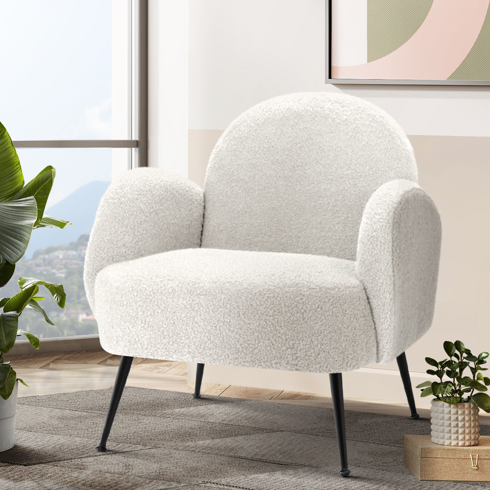 Chair Kingdom   Armchair Lounge Chair Armchairs Accent Arm Chairs Sherpa Boucle White