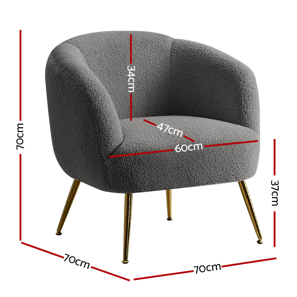 Chair Kingdom   Armchair Lounge Chair Accent Chairs Arm Armchairs Sherpa Boucle Charcoal