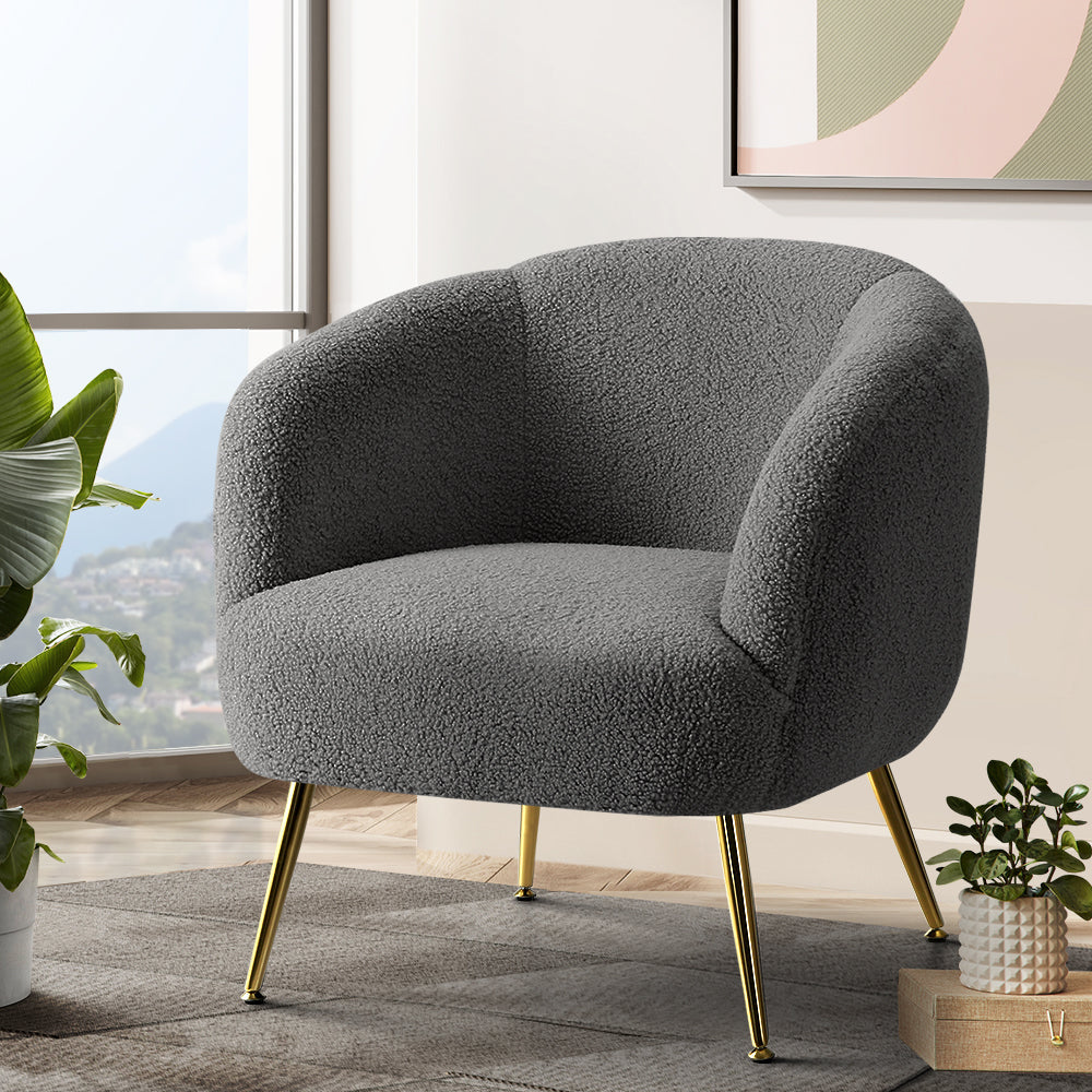 Chair Kingdom   Armchair Lounge Chair Accent Chairs Arm Armchairs Sherpa Boucle Charcoal