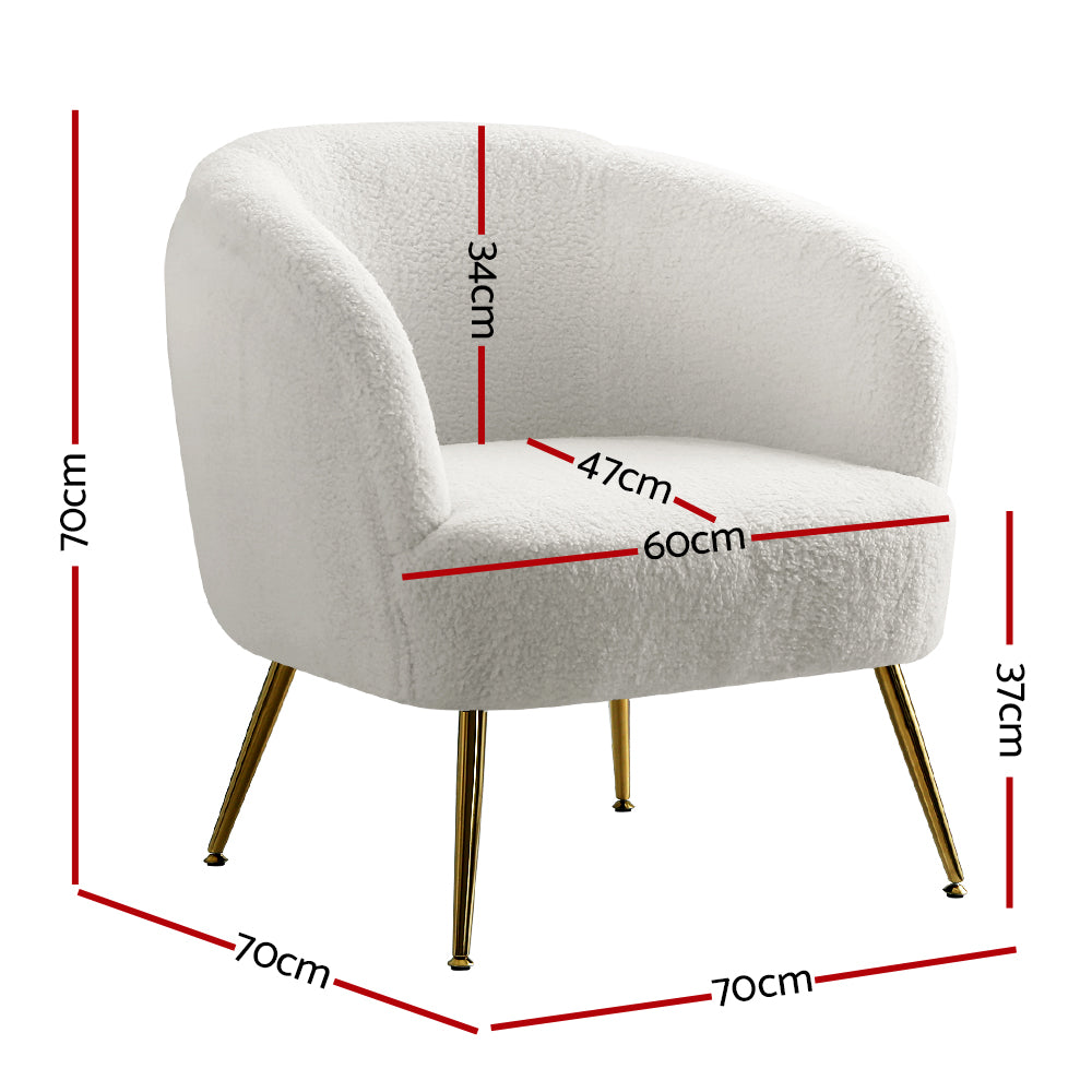 Chair Kingdom   Armchair Lounge Chair Accent Chairs Armchairs Sherpa Boucle Sofa White