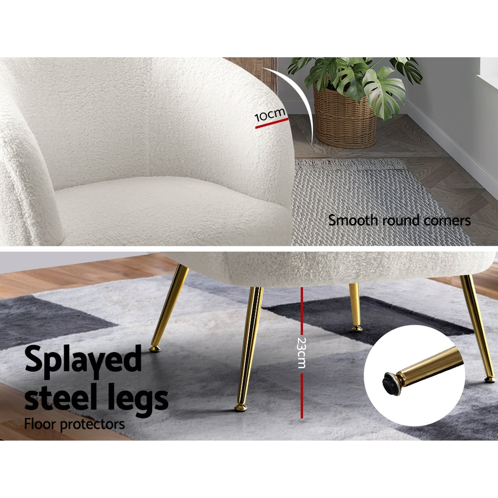 Chair Kingdom   Armchair Lounge Chair Accent Chairs Armchairs Sherpa Boucle Sofa White