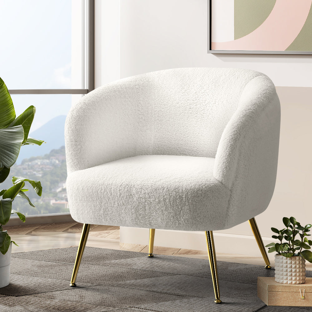 Chair Kingdom   Armchair Lounge Chair Accent Chairs Armchairs Sherpa Boucle Sofa White