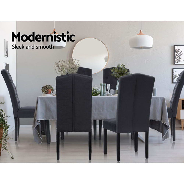 Chair Kingdom Dining Chairs Grey Fabric Set of 2 Dansk