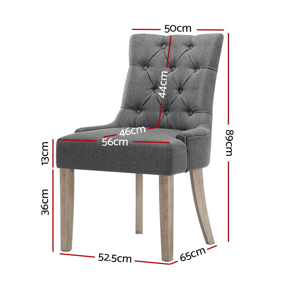 Chair Kingdom Set of 2 Dining Chair CAYES French Provincial  Wooden Fabric Retro Cafe