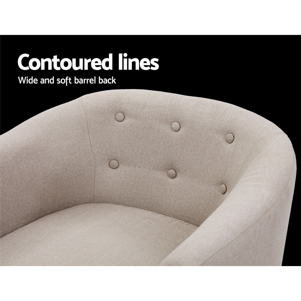 Chair Kingdom   ADORA Armchair Tub Chair Single Accent Armchairs Sofa Lounge Fabric Beige