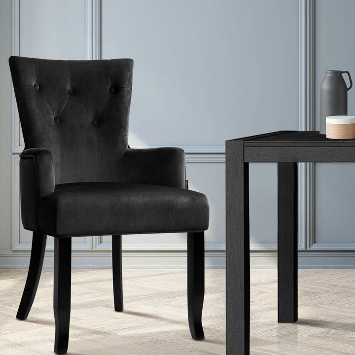 Chair Kingdom Dining Chair Velvet Black French Cayes