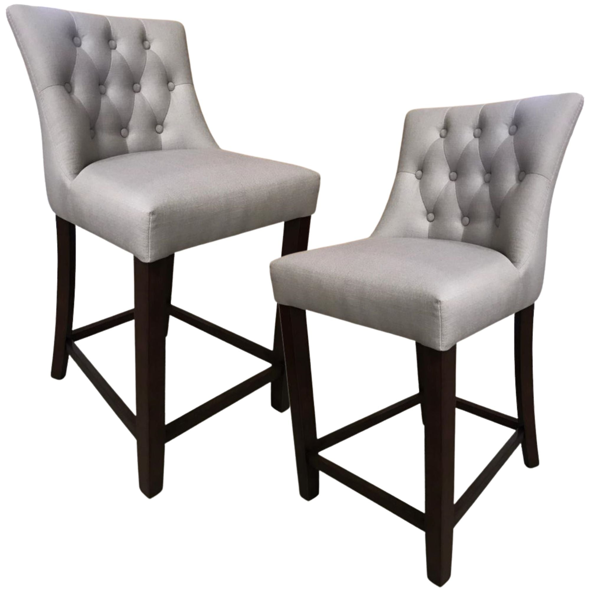2pc High Fabric Dining Chair Bar Stool French Provincial Solid Timber