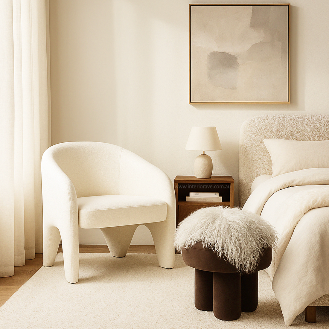 Interior Ave - Nova Sculptural Accent Chair – White Chenille