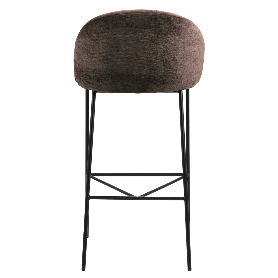 Barstool Brown Fabric Steel Black Legs